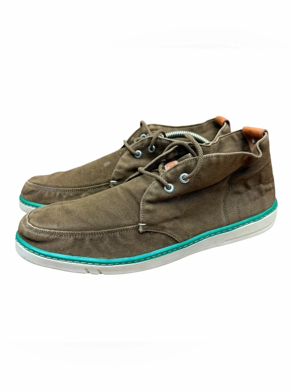 Timberland Earthkeepers Men's size 11M Canvas Chukka in Brown with Teal Trim